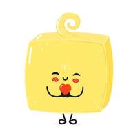 Butter holding a heart in hands character. hand drawn cartoon kawaii character illustration icon. Isolated on white background Butter in love character concept vector
