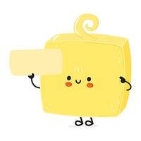 Cute funny Butter poster character. hand drawn cartoon kawaii character illustration. Isolated white background. Butter poster vector