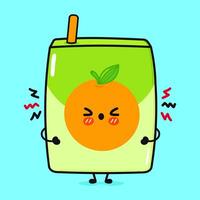 Angry Juice character. hand drawn cartoon kawaii character illustration icon. Isolated on blue background. Sad Orange juice character concept vector