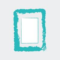 a decorative frame with a vibrant turquoise color. The frame has a textured, artistic design, vector
