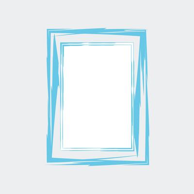 a rectangular frame with a clean, white interior space, ideal for displaying content. The frame is composed of multiple layers of light blue lines.