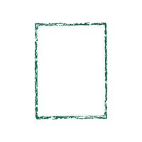 a rectangular frame with a textured, uneven green border. The interior of the frame is blank and white, creating a contrast with the rough edges of the frame. vector