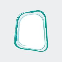 a simple, abstract shape resembling a rounded rectangle or an organic blob. The outline is drawn in a teal color with a brushstroke effect. vector