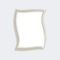 a stylized, wavy picture frame that is predominantly white with a light, soft-colored border. vector