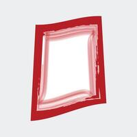 a stylized, abstract representation of a rectangular frame. The frame is predominantly red with a slightly uneven, brushstroke texture, giving it a hand-painted appearance. vector