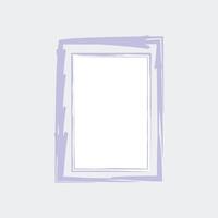 a simple, rectangular picture frame with a light lavender color. The frame has a slightly artistic, hand-drawn appearance, with multiple layers of lines creating a border around a blank central area. vector