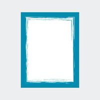 a rectangular frame with a vibrant turquoise border. The border has a textured, brushstroke appearance, giving it a hand-painted look. Inside the frame is a blank white space. vector