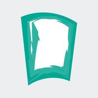 a stylized, abstract representation of a frame. The frame has a curved top and a slightly wider base, giving it a unique, modern look. vector