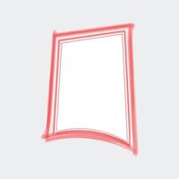 a stylized representation of a rectangular frame with a slightly curved bottom edge. The frame is outlined in a soft red color, with an inner white space that appears empty. vector