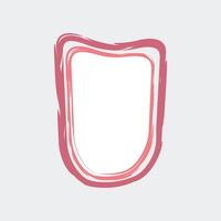 a simple, stylized shield or badge shape outlined in a soft pink color. vector