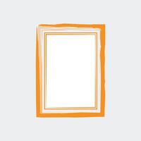 a rectangular picture frame with a white background. The frame has a bold orange outer border, which is slightly irregular and textured, giving it a hand-drawn appearance. vector