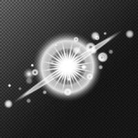 A white light with a starburst effect on a transparent background vector