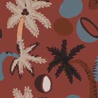 a pattern with palm trees and coconuts vector