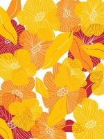 a pattern with yellow and red flowers vector