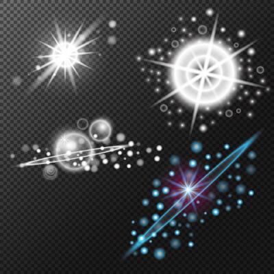 set of glowing stars and light effects