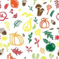 autumn seamless pattern with leaves and fruits vector