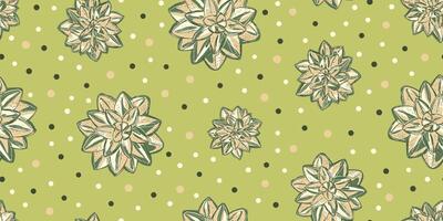 a green and brown floral pattern with dots vector