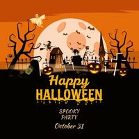 Happy halloween party invitation template vector