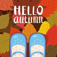 Hello autumn background with shoes vector