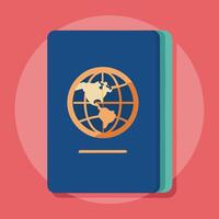 modern passports with a global icon on the cover, featuring minimalist design elements and vibrant colors symbolizing travel and international identity. vector