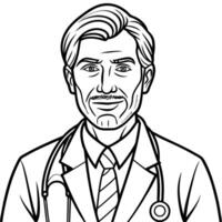 A doctor in a suit and tie coloring page vector
