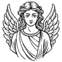 Angel with wings and a crown illustration vector
