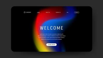 Abstract wave futuristic design of landing page. retro gradient mesh website design vector