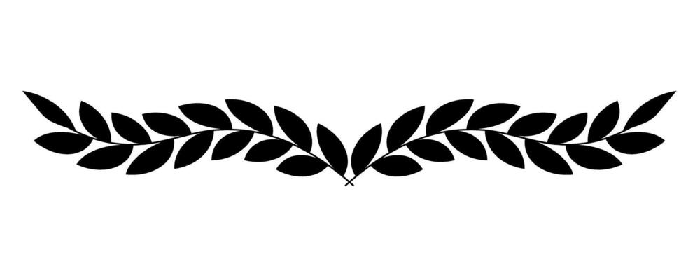Black olive branch isolated on background. Laurel wreath, winner award symbol, sign victory and wealth in the Roman Empire. Laurel Leaf crown branch black logo icon design