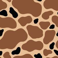 Giraffe animal seamless pattern with spot texture on skin. Abstract print design - dog or cow brown blotches on background for fibres and textile. Simple endless leather backdrop. vector