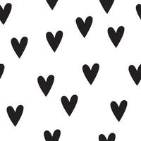 Monochrome seamless pattern with hearts Isolated on white background. Texture for scrapbooking, wrapping paper, textiles, home decor, Wallpaper, Fabric. Black and White Background Illustration vector