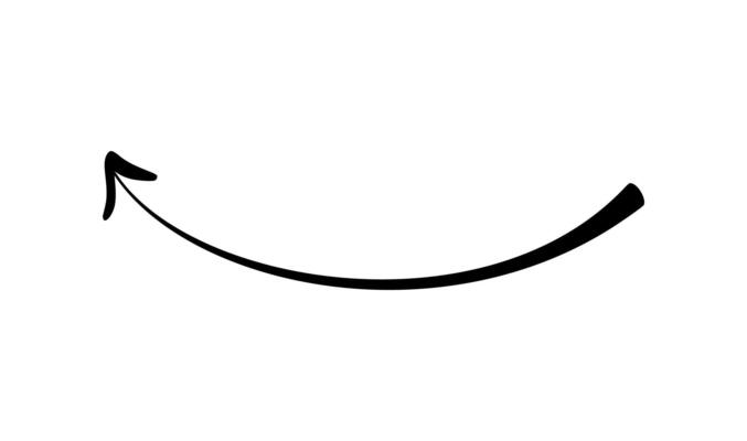 Long Hand drawn black arrow icon. flat style symbol design painted with ink brush
