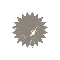 Grunge starburst, shabby sunburst price tag, shape label. Empty, beige price flash for promotion, marketing, sales concept vector