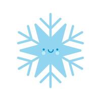 Smiling blue snowflake emoji icon. Winter time. Happy holiday. Cartoon style. Simple flat design. illustration vector