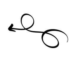 Black Spiral Arrow line. Curved Illustration. hand drawn element on white background vector