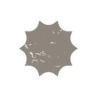 gray grunge shape starburst icon, sunburst shabby badge sale. Design element Empty tag stamp price vector