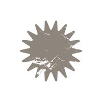 Sunburst icon grunge badge tag. Starburst gray shabby promo banner design element Empty sale label vector