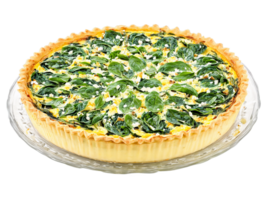 Spring quiche spinach and goat cheese quiche with a buttery crust served on a transparent png