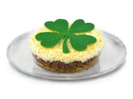 St Patrick s Day lunch shepherd s pie with a shamrock garnish served png