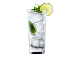 Vodka Vitality a sleek vodka glass filled with ice garnished with a slice of lime png