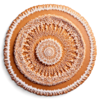 Tula Gingerbread Mandala ornate spiced gingerbread cookies arranged in an intricate circular pattern dusted png