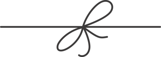 Ribbon bow with knot for present decoration and gift box package. Simple hand drawn string and outline minimal ropes. Thin cute decoration with twine tinsel and yarn with loops. Holiday design png