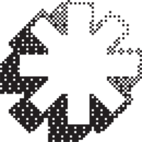 Bitmap pattern star shape. Snowflake halftone gradient element. Y2k graphic abstract icon. Dither noisy grunge texture. png