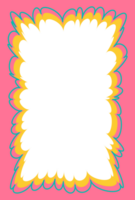 Wavy scallop border shape. Rectangle fun psychedelic hand drawn frame. Doodle cute design for text photo and picture. Groovy child template. Y2K decorative blank. png