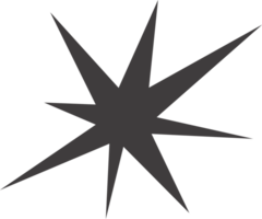 Star gestalten Symbol. y2k abstrakt irregulär glänzend funkeln. Blitz Funken Starburst Grafik Element. funkeln Aufkleber. schwarz minimal eben einfach unterzeichnen. png