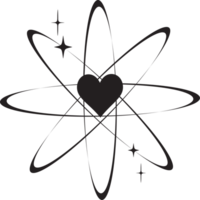 Y2K heart icon. Star shapes. Symbols of love. Outline cosmic design element. Cute retro romantic element of magic sparkles. Abstract celestial 90s decoration png