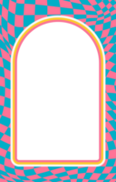 Wavy scallop border. Rectangle fun wavy chessboard frame. Cartoon hand drawn shapes for text picture and photo. Doodle groovy psychedelic template. Abstract funky y2k squiggle checkered bubble png