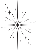 Line icons of stars. Sparks and shiny abstract glitter symbol with light effect. Minimal Y2K magic twinkles png