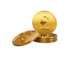 3d Stack Of Golden British Pound Coins Shiny Rounded Coins Stack 3d Illustration png