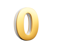 3d Golden Shiny 0 Zero Digit 3d Zero Number 3d Illustration png