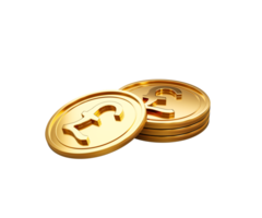 3d Stack Of Golden British Pound Coins Shiny Rounded Coins Stack 3d Illustration png